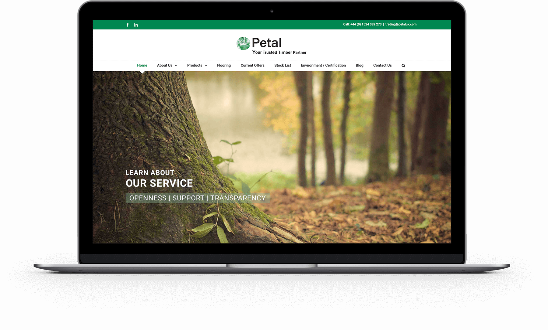 laptop with PETAL UK website image